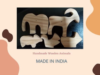 Set of 20 Handmade Wooden Animals For Children Made With Pine Wood Natural Non Toxic As Non Polished And Non Painted