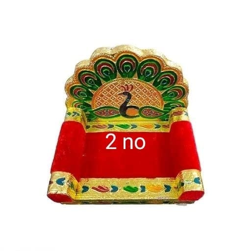 Mamta Collections Wood and Velvet Laddu Gopal Singhasan for Pooja Mandir Krishna Sofa Asan | Bal Gopal ji Singhasan | Decorative Embroidered | Yellow