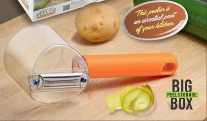 Metrolife Hitu Stainless Steel Fruit & Vegetable Peeler with Storage Box / Container Straight Peeler (Pack of 1)