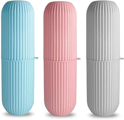 Metrolife Toothpaste Case/ Portable Toothbrush Storage Capsule Shape Travel (Pack of 3) Plastic Toothbrush Holder