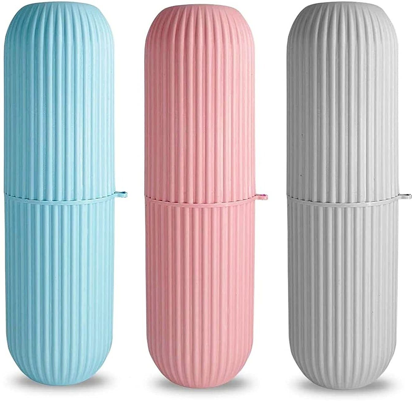 Metrolife Toothpaste Case/ Portable Toothbrush Storage Capsule Shape Travel (Pack of 3) Plastic Toothbrush Holder