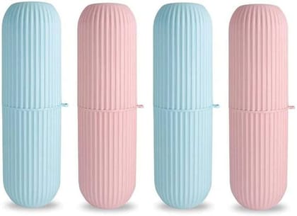 Metrolife Toothpaste Case/ Portable Toothbrush Storage Capsule Shape Travel (Pack of 4) Plastic Toothbrush Holder