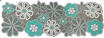 HM Creations Silver Floral Design Beaded Table Runner Rustic Bridal for Tabletop Premium Home Kitchen Decor Heat-Resistant, Multi Color, 13x36 Inches