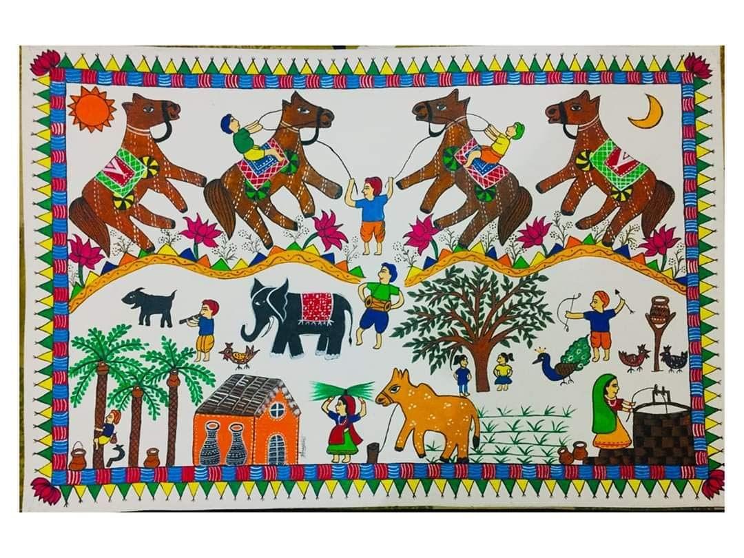 Pithora Art Painting-(Multi Colour-20 * 30 Inch)