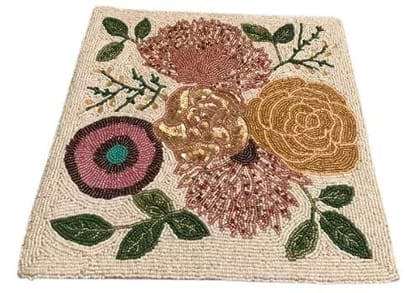 Elegant Handcrafted Beaded Table Mat for Center and Dinning Table Decor-13*13 Inches