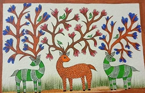 Gond Art Painting-(Multi Colour-15 * 23 Inch)