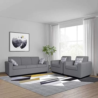 Fabric 3 + 1 + 1 Sofa Set  (Grey, DIY)