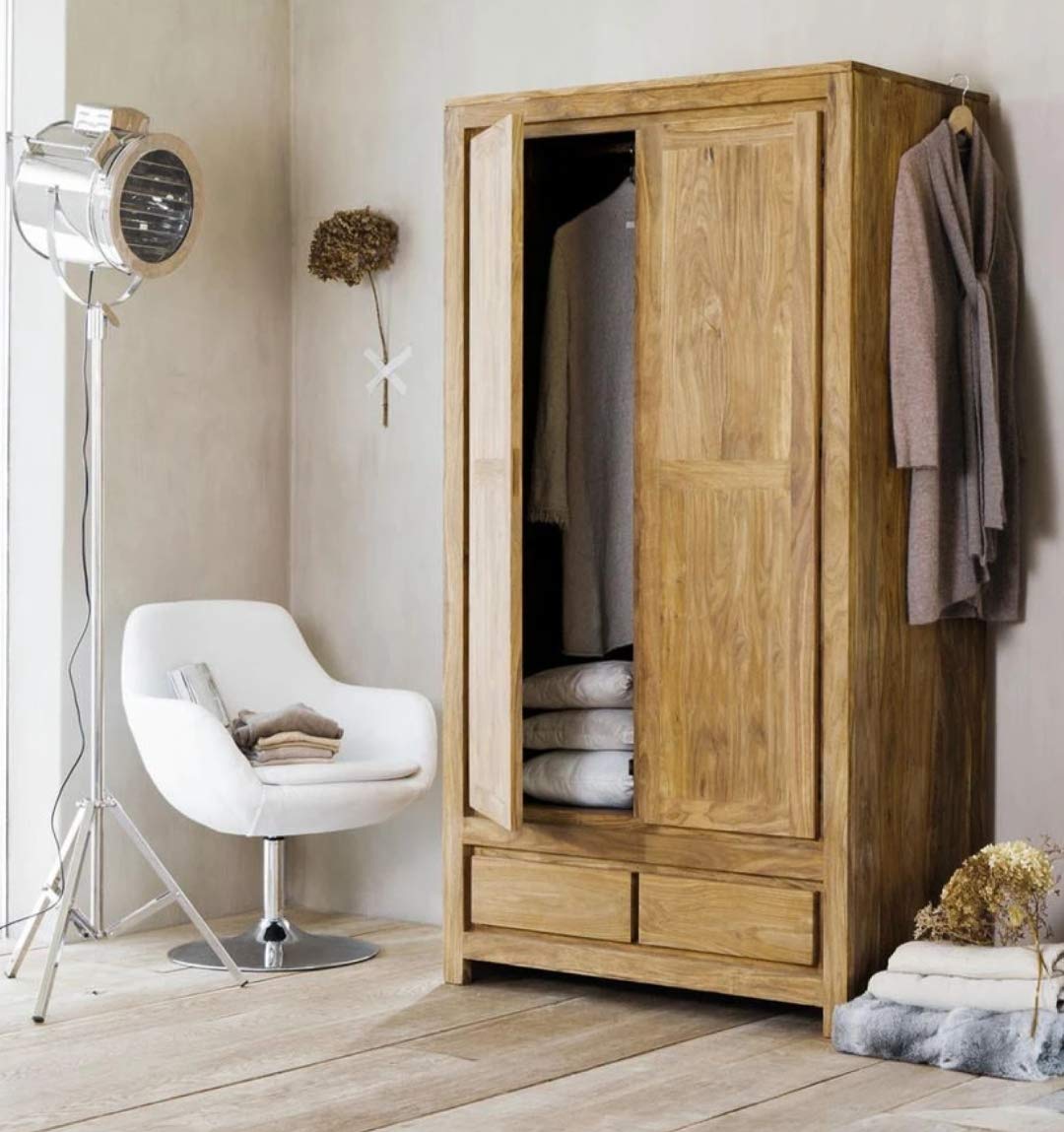 WOOD FURNITURE Sheesham Solid Wood Cubex Storage Wardrobe