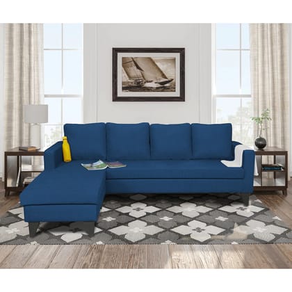 L Shape 5 Seater Sofa Set Plain (Left Hand Side) (Blue)