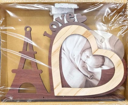 Couple Cycle Shape Wooden Photo Frame