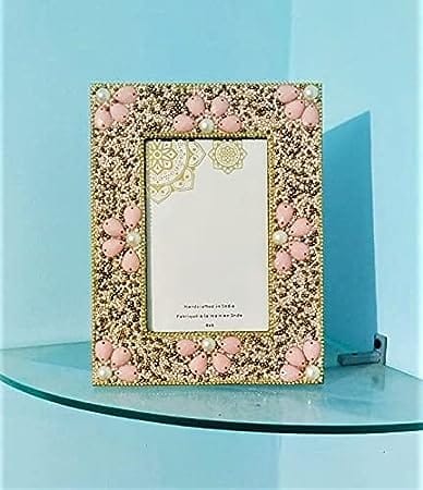 Photo Frame in Blush Color with Pearl Work,