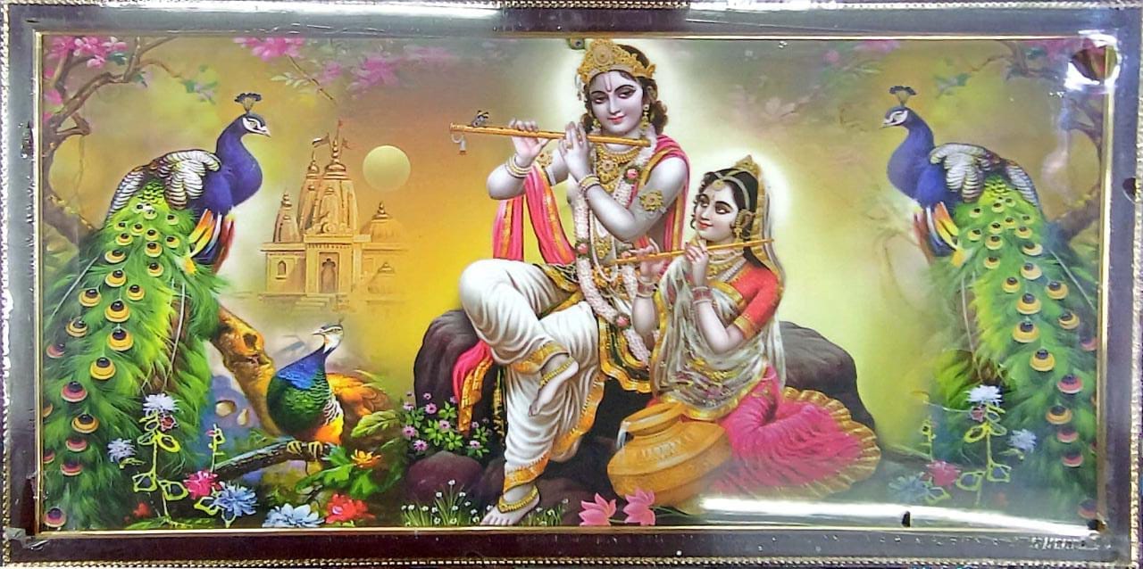 Darsh Craft Radha Krishna Ji PPB621 Digital Reprint 12 inch x 9 inch Painting  (With Frame)