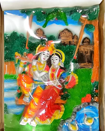 India Meets India 3D Lord Radha Krishna Framed Religious Wall Hanging