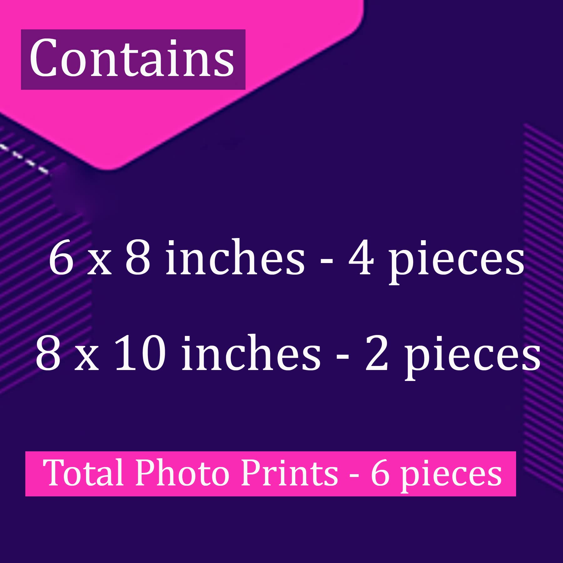 Photo Printing -Set Of 6 Individual Photo Prints (6X8 inches - 4 pieces And 8X10 Inches - 2 pieces)