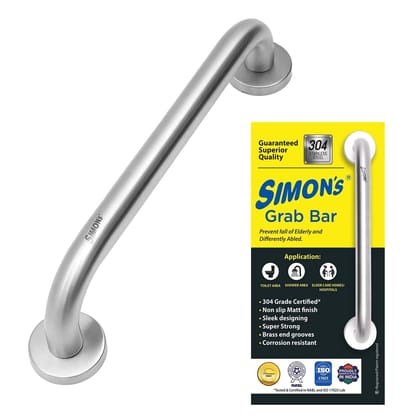 Simon's 100% Stainless Steel 304 Heavy Duty Grab bar for Bathroom handrailing and Safety Handle for Elderly- 12 inch