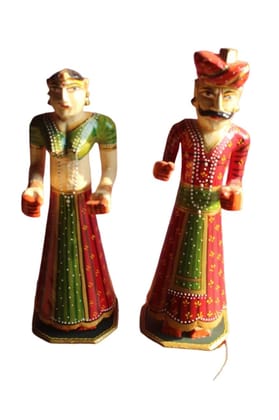 Girish HANDICRAFTS Handmade Recycled Material Rajasthani Kisan Dolls Decorative Figurines for Home Decor/Home Furnishing/Figurine/Idol/Gifting Idol (Multicolor)