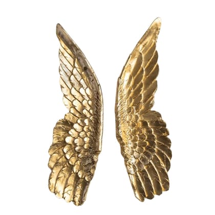 GIRISH HANDICRAFT Angel Wings wood Wall 2 Angel wings decor set golden color