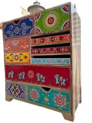 Girish Hanicrafts Painted Wooden Almirah