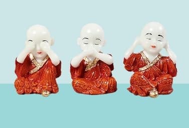 Orange & White Fibre Three Monk Statue Set