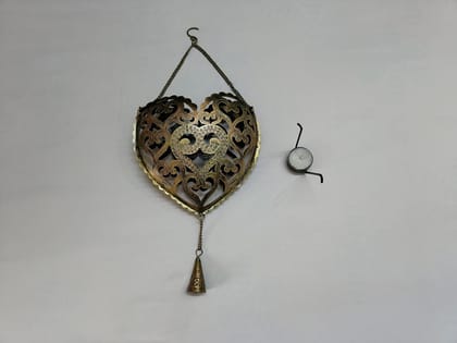 Golden & Black Heart Metal Hanging Stand with Tea Light Holder