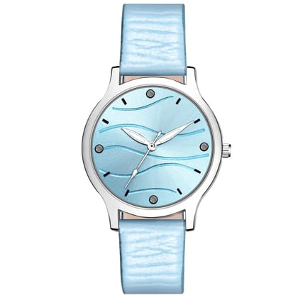 Loretta MT-390 Blue Leather Belt Slim Dial Women & Dial Watch