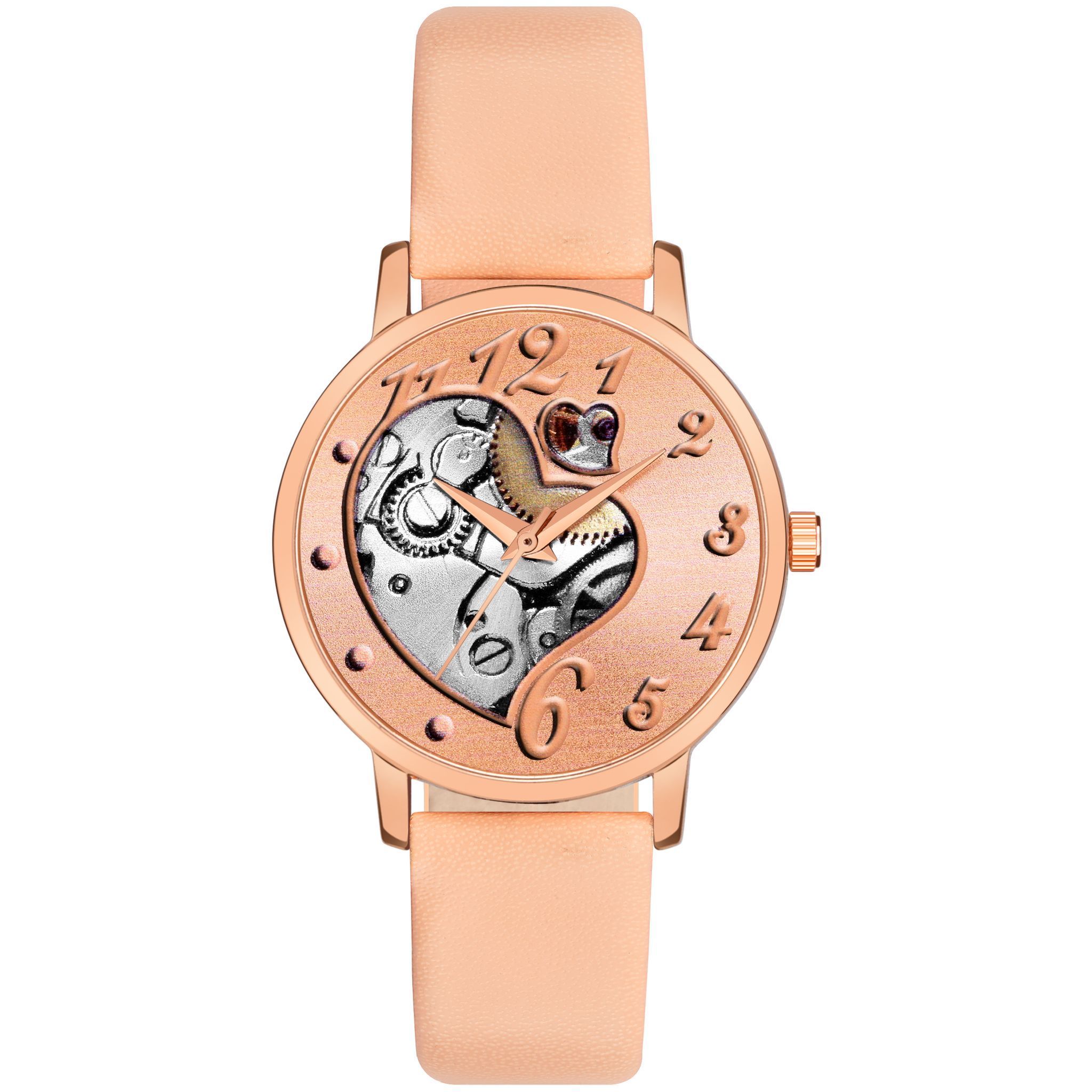 Loretta MT-374 Peach Leather Belt Slim Dial Women & Girls Watch