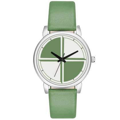 Loretta MT-357 Green Leather Belt Slim Dial Women & Girls Watch