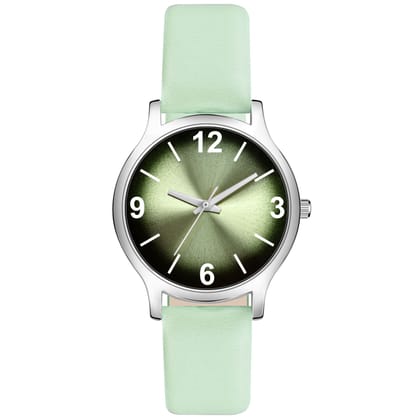 Loretta MT-351 Green Leather Belt Slim Dial Women &  Girls Watch