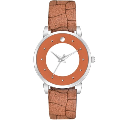 Loretta MT-339 Orange Leather Belt Slim Dial Women & Girls Watch