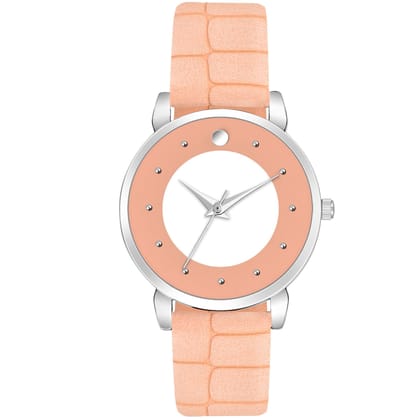 Loretta MT-337 Peach Leather Belt Slim Dial Women & Girls Watch