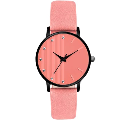 Loretta MT-323 Pink Leather Belt Slim Dial Women & Girls Watch