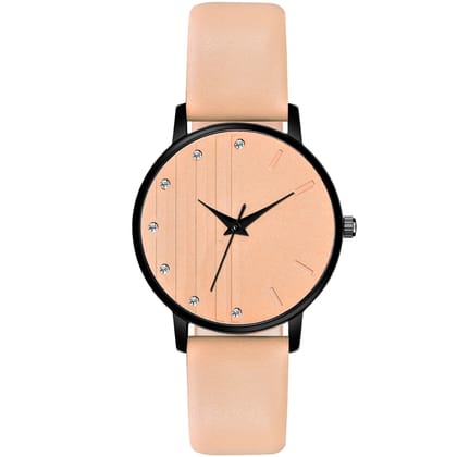 Loretta MT-322 Peach Leather Belt Slim Dial Women & Girls Watch