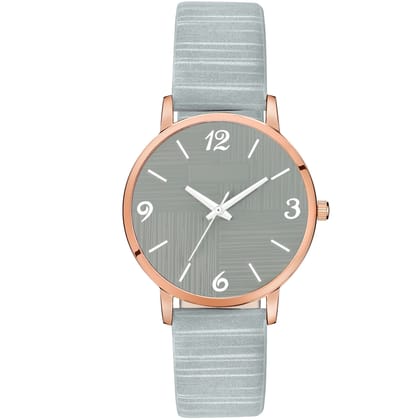 Loretta MT-318 Grey Leather Belt Slim Dial Women & Girls Watch