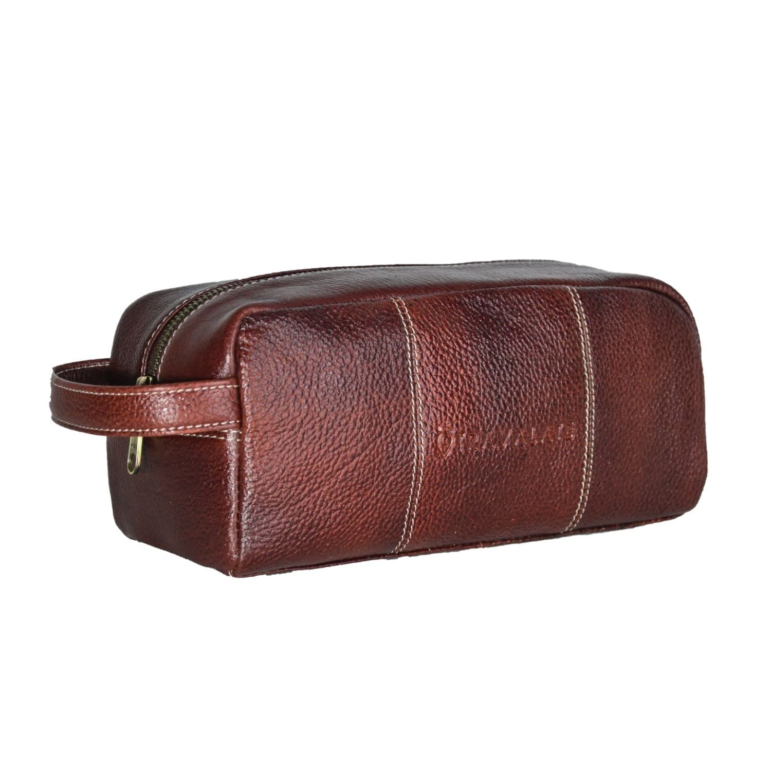 Travalate Genuine Leather Shaving Bag for Men Leather Dopp Kit