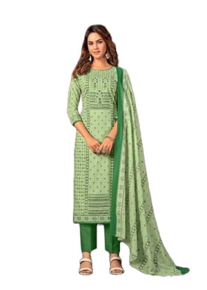 Pakistani Design Women's Pure Cotton Digital Printed Unstitched Salwar Suit Dress Material with Cotton Malmal Dupatta (Green)