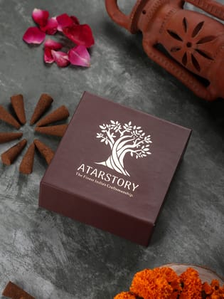 ATARSTORY Himalayan Flowers Natural Incense Dhoop Cones | Best Fragrances for Pooja, Rituals & Special Occassions | Sulpher & Charcoal Free 100% I Meditation Cones with Ceramic Holder (40 Cones)