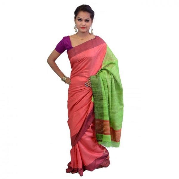 Handwoven Tussar Ghicha Silk Saree