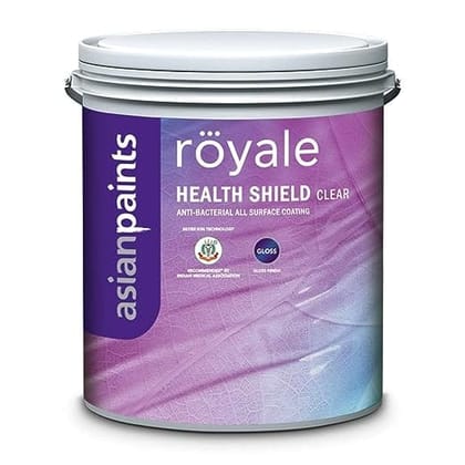 Asian Paints Royale Health Shield Anti-Bacterial All Surface Coating (Gloss Finish), DIY Protective Clear Coat for Wall, Wood & Metal – 1L Bucket