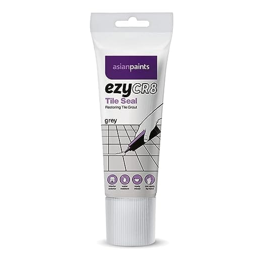 Asian Paints ezyCR8 Tile Seal (Grey), DIY Ready-mix Restoring Tile Grout for Bathroom, Kitchen Tiles – 200mL Tube