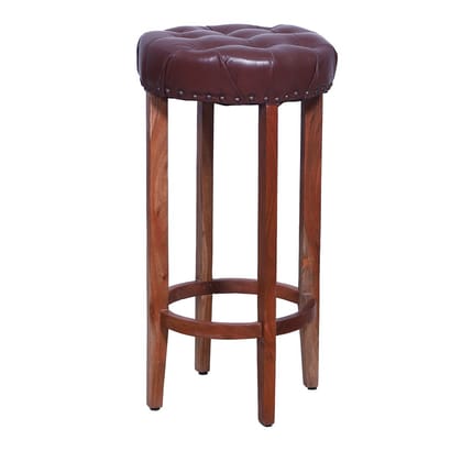 Bar stool with leather tuffed seat