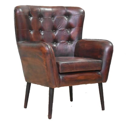 Leather Armchair With Brown Finished
