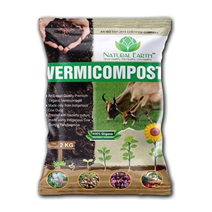 NATURAL EARTH™ 2 KG Pure & Premium Organic Vermicompost Fertilizer - Suitable for All Types of Plants