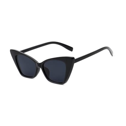 4Flaunt Full Rim Stylish, Latest & Trending Vintage Retro Cat Eye Fame Series Sunglasses For Women | 100% UV400 Protected | Medium (51-17-145 mm) | 4FS03 (C1 - Black)