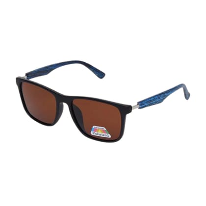 4Flaunt Full Rim Vintage Rectangular Branded Trending and Stylish Sunglasses For Men & Women | Polarized & 100% UV Protected | Medium (C2 - Blue Frame/Brown Lenses)