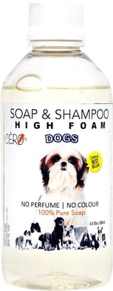 CERO ® High Foam Shampoo for Dogs, NO Perfume | NO Colour, 100% Pure Soap (200ml)