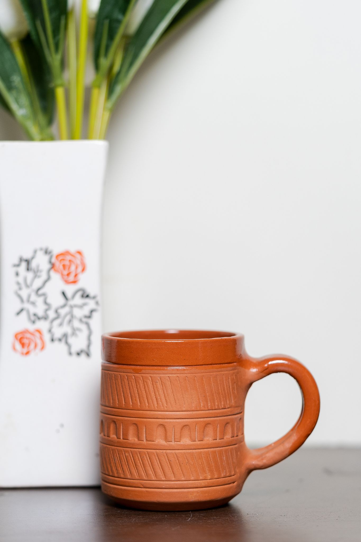 Sowpeace Handcrafted Terracotta coffee mug “Traditional styled with block art ” for kitchen and dining, premium artisan made utensils as serveware, for gift