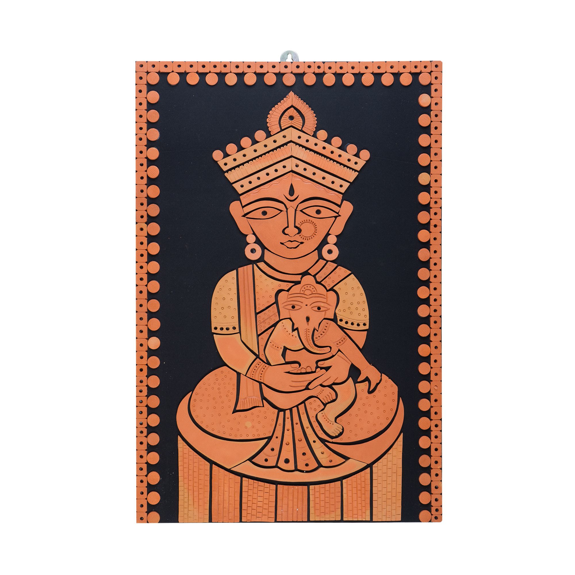 SOWPEACE Handcrafted Terracotta wallart ganesh janani “The Little Ganesha ” wall showpiece, premium artisan made wall home decor for living r