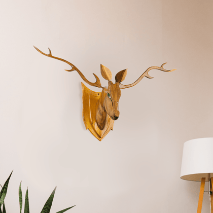 SOWPEACE Handcrafted Wooden Deer Head Big “The Big wise head” showpiece, premium artisan made wall home decor for living r