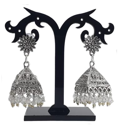 IRENES Antique Silver Oxidized Jhumki