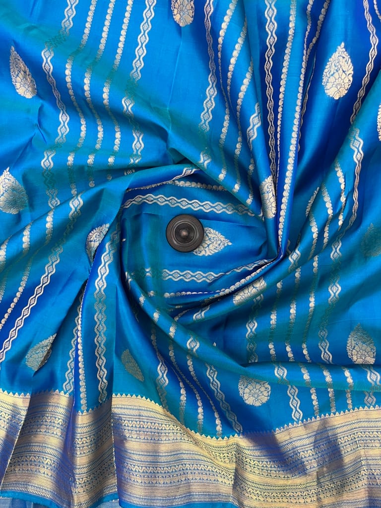 Blue Color Zari Woven Kanjivaram Pure Silk Saree